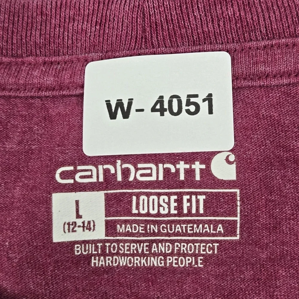Carhartt Boy Shirt L (12-14) Pink K87 Pocket T-Shirt Logo Loose Short Sleeve‎